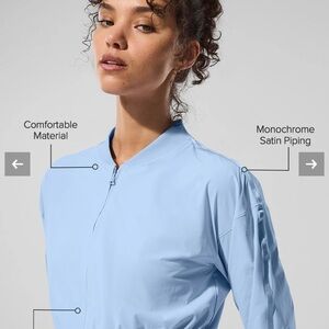 Alo Light Blue Zip-Up cropped Jacket